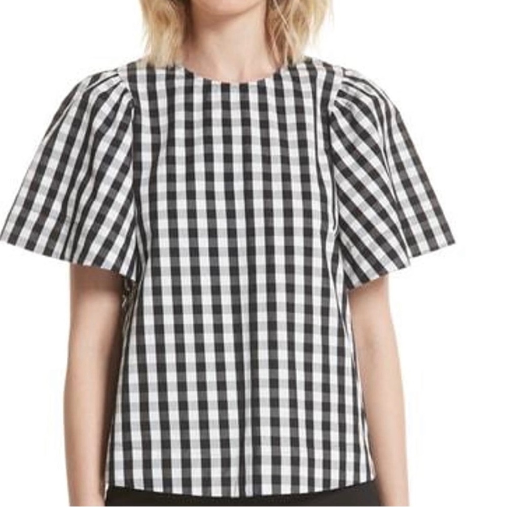Kate Spade New York Gingham Flutter Sleeve top SZ xs